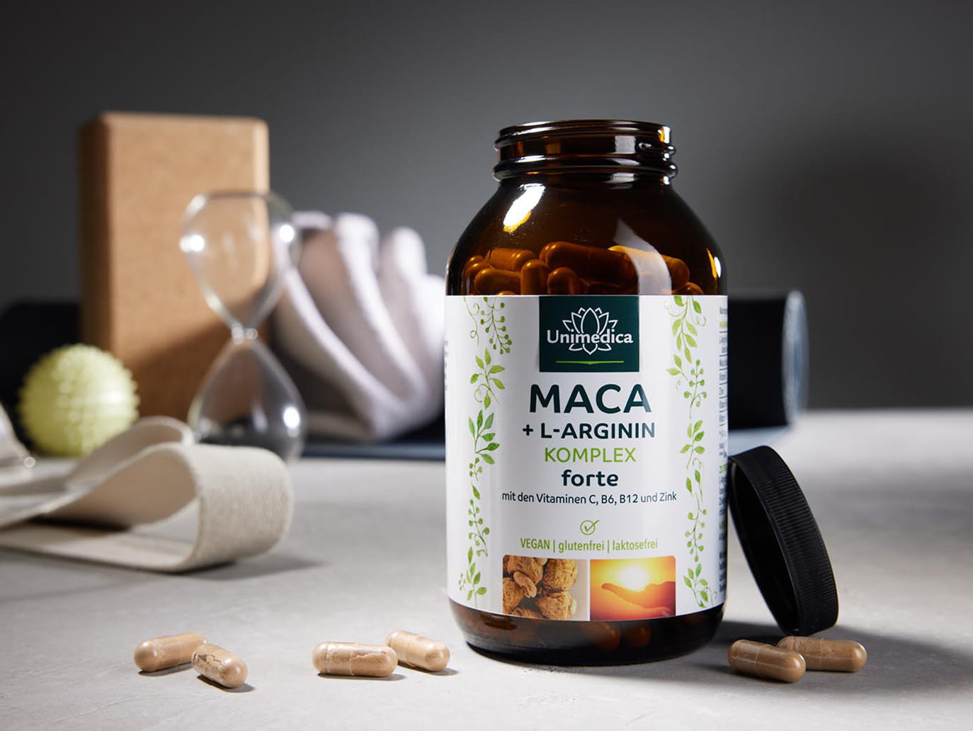 Complexe  Maca + L-arginine forte avec vitamines C, B6, B12 et zinc - dosage élevé - 240 gélules - Unimedica